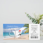 Ticket Boarding Pass Wedding Destination Teneriffa Einladung (Stehend Vorderseite)