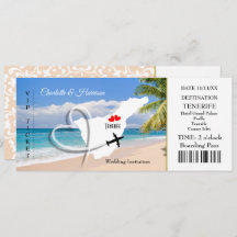 Ticket Boarding Pass Wedding Destination Teneriffa