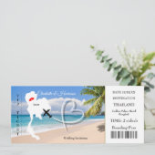 Ticket Boarding Pass Wedding Destination Thailand Einladung (Stehend Vorderseite)