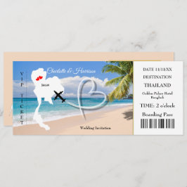 Ticket Boarding Pass Wedding Destination Thailand Einladung