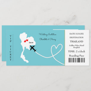 Ticket Boarding Pass Wedding Destination Thailand Einladung