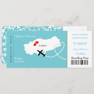 Ticket Boarding Pass Wedding Destination Türkei Einladung
