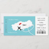 Ticket Boarding Pass Wedding Destination Türkei Einladung (Vorderseite)