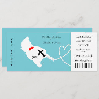 Ticket Boarding Pass Wedding Destination Zante Einladung