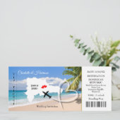 Ticket Boarding Pass Wedding Destinican Einladung (Stehend Vorderseite)