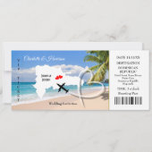 Ticket Boarding Pass Wedding Destinican Einladung (Vorderseite)