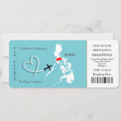 Ticket Boarding Pass Wedding Philippines Foto Einladung (Vorderseite)