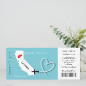 Ticket BoardingPass Wedding Destination California Einladung (Stehend Vorderseite)