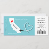 Ticket BoardingPass Wedding Destination California Einladung (Vorderseite)