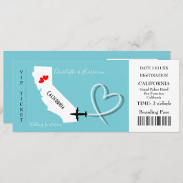 Ticket BoardingPass Wedding Destination California Einladung