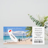 Ticket BoardingPass Wedding Destination California Einladung (Stehend Vorderseite)