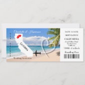 Ticket BoardingPass Wedding Destination California Einladung (Vorderseite)