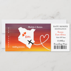 Ticket Bordkarte Hochzeit Ziel Kenia Einladung