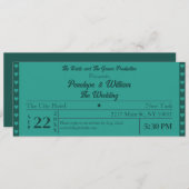 Ticket Einfache Retro Stil Grüne Hochzeit Einladung (Vorne/Hinten)