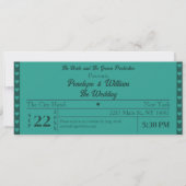 Ticket Einfache Retro Stil Grüne Hochzeit Einladung (Vorderseite)