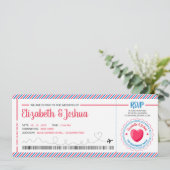 Ticket Flugzeug Einladung Postkarte Thema (Stehend Vorderseite)