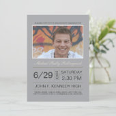 Ticket Foto Abschluss Einladung:Silber Einladung (Stehend Vorderseite)