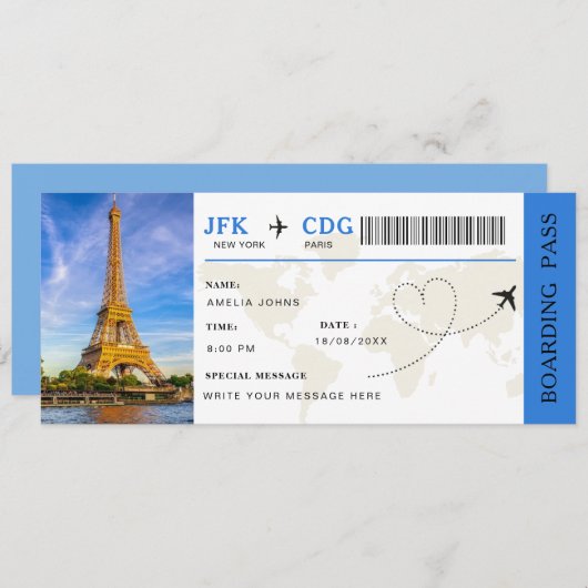 Ticket für Boarding Pass Überraschen Einladung (Vorne/Hinten)