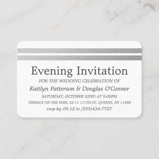Ticket für Chic Silver Foil Stripes Abend (Vorderseite)