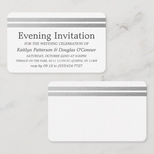 Ticket für Chic Silver Foil Stripes Abend (Vorne/Hinten)