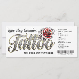 Ticket für das Geschenkgutschein der Rose Tattoo Einladung