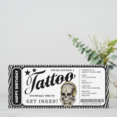 Ticket für das individuell anpassbare Tattoo-Gesch Einladung (Stehend Vorderseite)