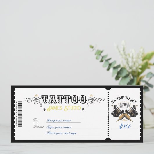 Ticket für das Personal Tattoo Voucher Einladung (Stehend Vorderseite)