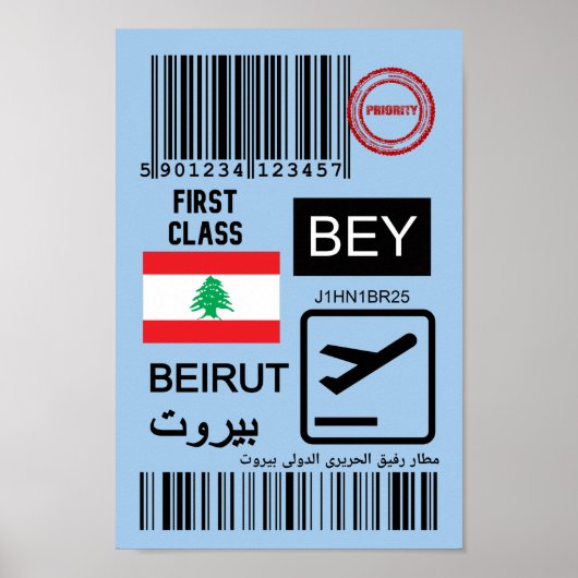 Ticket für den Libanon in Beirut Poster (Vorne)