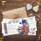 Ticket für den Londoner Boarding Save the Date Einladung