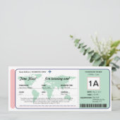 Ticket für den World Map Birthday Boarding Pass Einladung (Stehend Vorderseite)