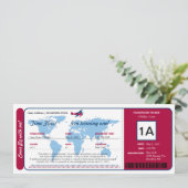 Ticket für den World Map Birthday Boarding Pass Einladung (Stehend Vorderseite)