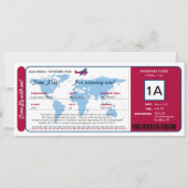 Ticket für den World Map Birthday Boarding Pass Einladung (Vorderseite)