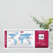 Ticket für den World Map Birthday Boarding Pass Einladung (Stehend Vorderseite)