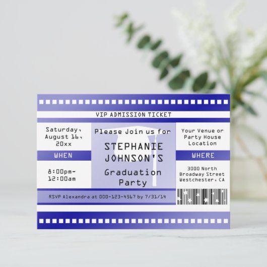 Ticket für den Zutritt zum blauen Abschluss oder P Einladung (Stehend Vorderseite)