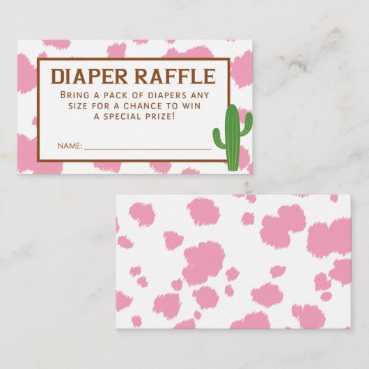 Ticket für die rosafarbene Kuh Print Diaper Begleitkarte (Vorne/Hinten)