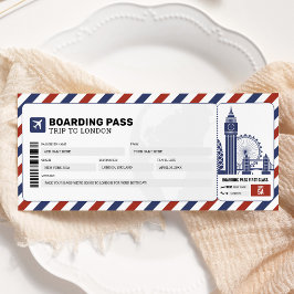 Ticket für London Boarding Pass Reisen Flugzeug Einladung