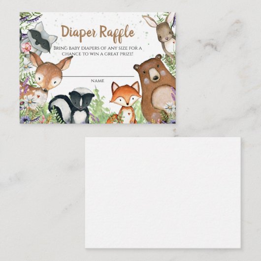 Ticket für niedliche Waldtiere Begleitkarte (Vorne/Hinten)