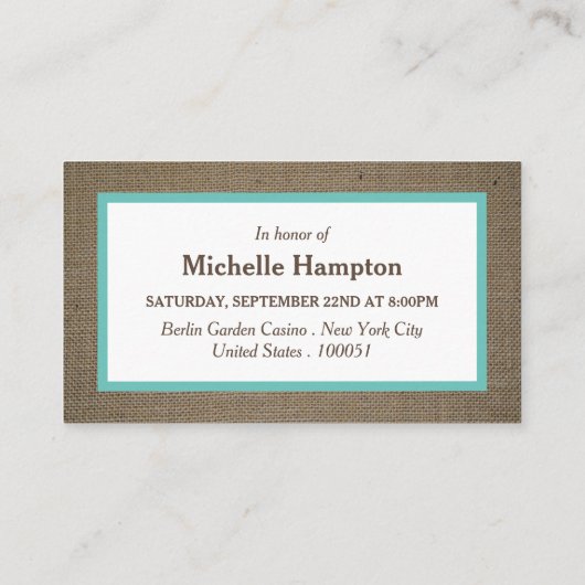 Ticket für Sand Dollar & Burlap Junggeselinnen-Abs (Rückseite)