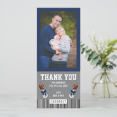 Ticket für Sport Danke Karte, Blau und Grau Einladung (Stehend Vorderseite)