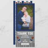 Ticket für Sport Danke Karte, Blau und Grau Einladung (Vorne/Hinten)