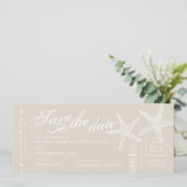 Ticket für Tan und White Starfish Boarding Save The Date (Stehend Vorderseite)