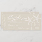 Ticket für Tan und White Starfish Boarding Save The Date (Vorne/Hinten)