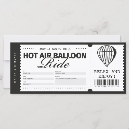 Ticket-Gutschein für Hot Air Balloon (Vorderseite)