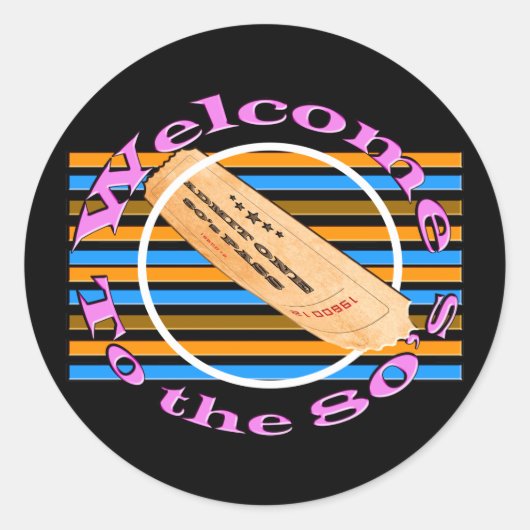 Ticket in die 80er Jahre einräumen Runder Aufkleber (Vorderseite)