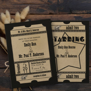 Ticket Old Hollywood Hochzeits Einladungen