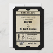Ticket Old Hollywood Wedding Einladungen (Vorderseite)