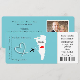Ticket Pass Wedding Destination Gibraltar Einladung