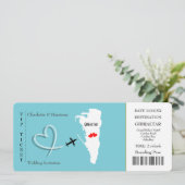 Ticket Pass Wedding Destination Gibraltar Einladung (Stehend Vorderseite)