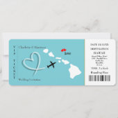 Ticket Pass Wedding Destination Hawaii Einladung (Vorderseite)