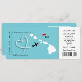 Ticket Pass Wedding Destination Hawaii Einladung